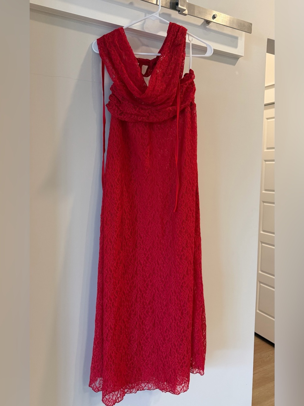 NWT Peppermayo Elysia Lace Maxi Dress Red Size 6 Sheer Halter